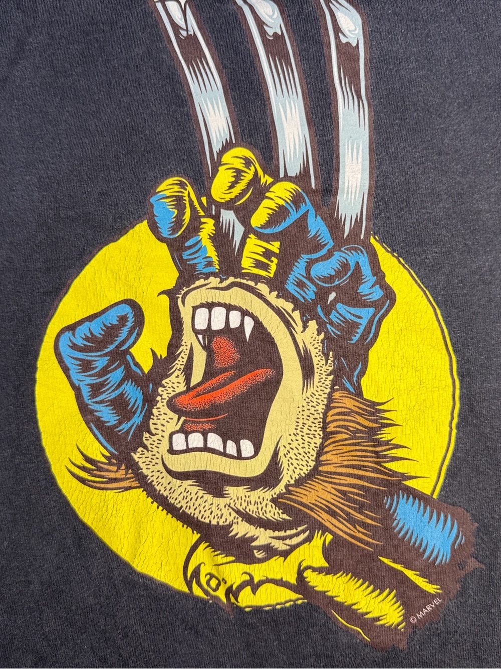 Santa Cruz Skateboards Black Tee with Yellow, Blue & Red Graphic